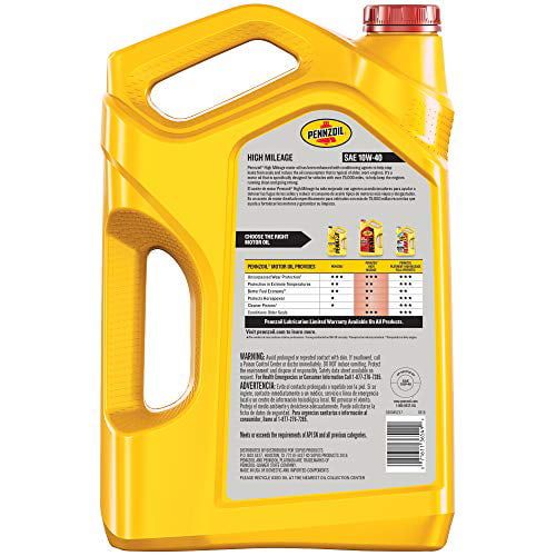 Pennzoil High Mileage 10W-40 Motor Oil for Vehicles over 75K Miles, 5 Quart EasyOptionXY LLC