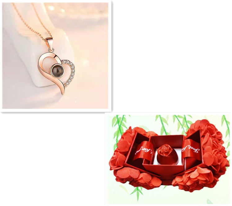 Hot Valentine's Day Gifts Metal Rose Jewelry Gift Box Necklace For Wedding Girlfriend Necklace Gifts Pi-Mart