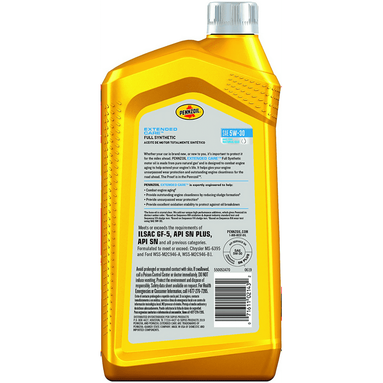 Pennzoil Extended Care Full Synthetic 5W-30 Motor Oil, 1 Quart EasyOptionXY LLC