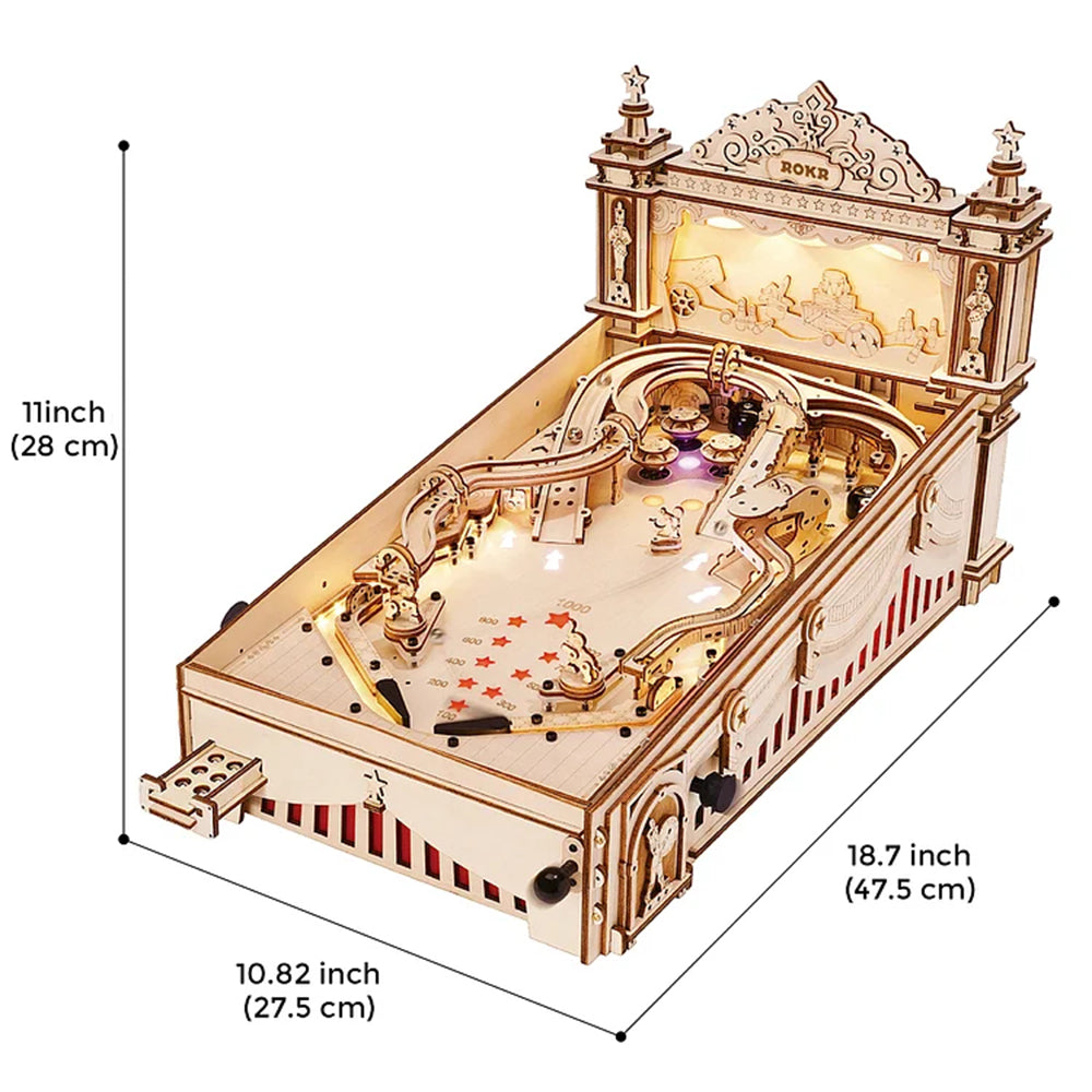Robotime ROKR DIY Pinball Machine 3D Wooden Puzzle Amusing Table Game EG01 Pi-Mart