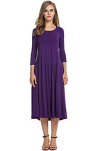 Crew Neck Sleeve Solid Color Swing Dress
