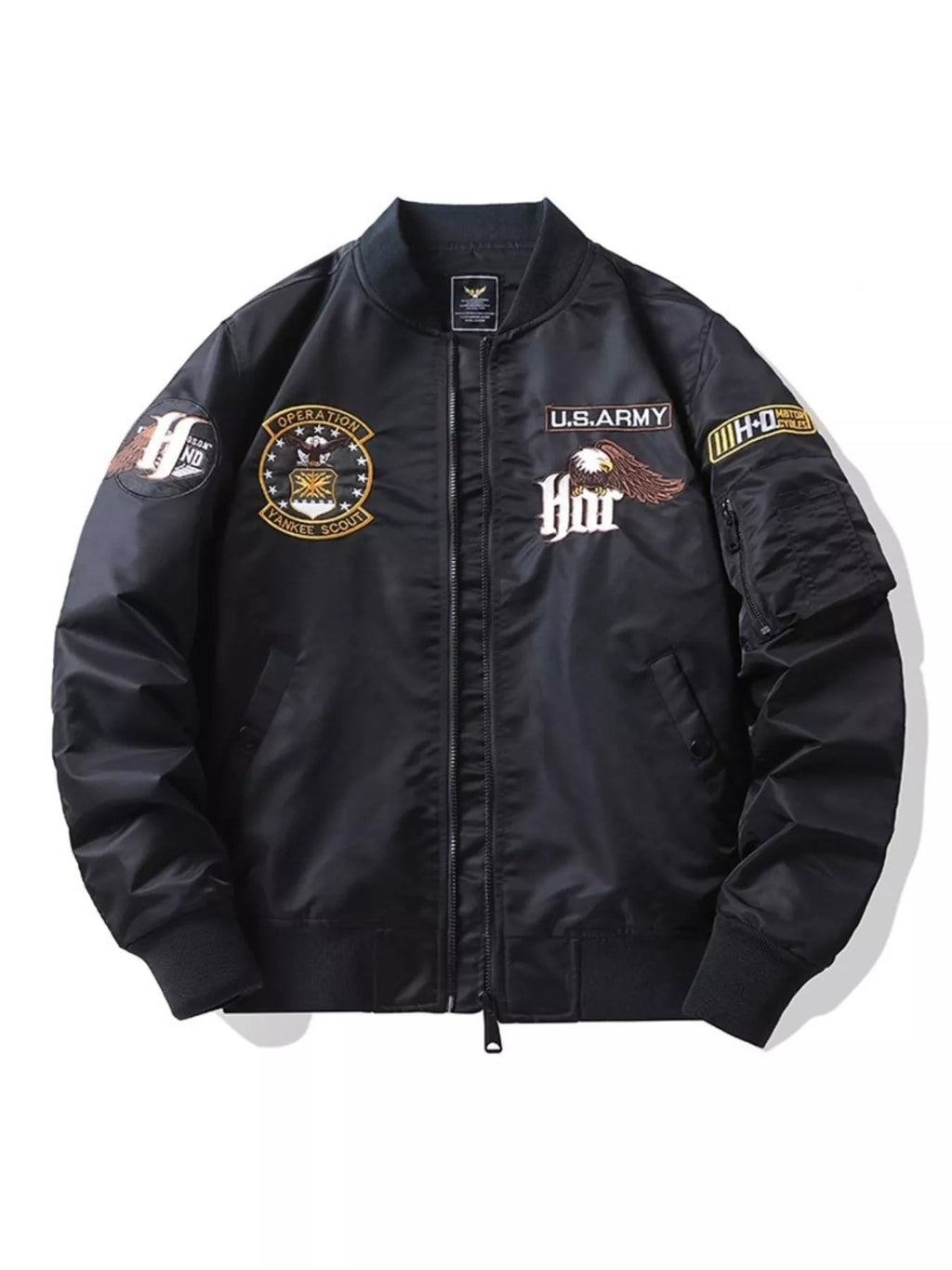 Embroidered Plus Size Bomber Jacket THRIXINE