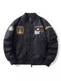 Embroidered Plus Size Bomber Jacket THRIXINE
