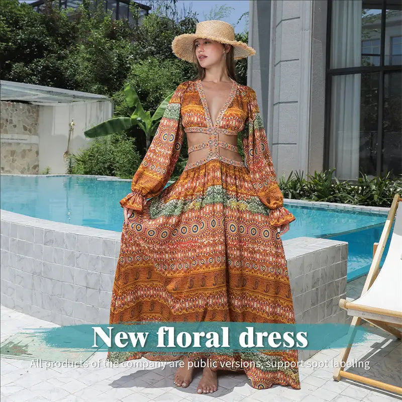 Women's Floral Large Hem Dress - SJB-DIAMOND ELITES