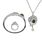 Silver inlaid jade jewelry set Pi-Mart