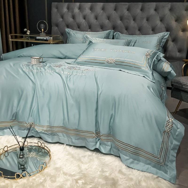 Tencel Quilt Cover Embroidered European Washed Cotton Four-piece Set Pi-Mart