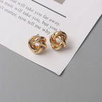 Simple And Irregular Flower-shaped Metal Winding Stud Earrings Pi-Mart