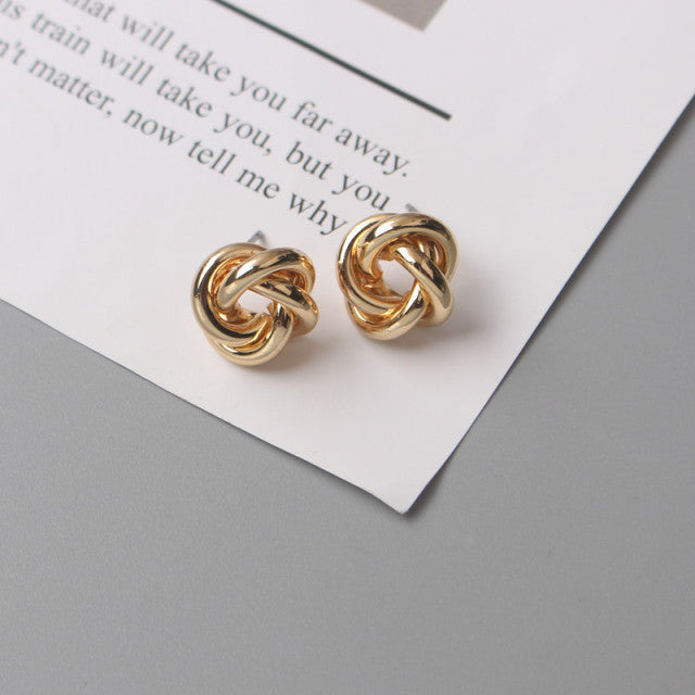 Simple And Irregular Flower-shaped Metal Winding Stud Earrings Pi-Mart