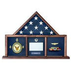 3 X 5 Flag Memorial Case - Three Bay flag memorabilia case The Military Gift Store