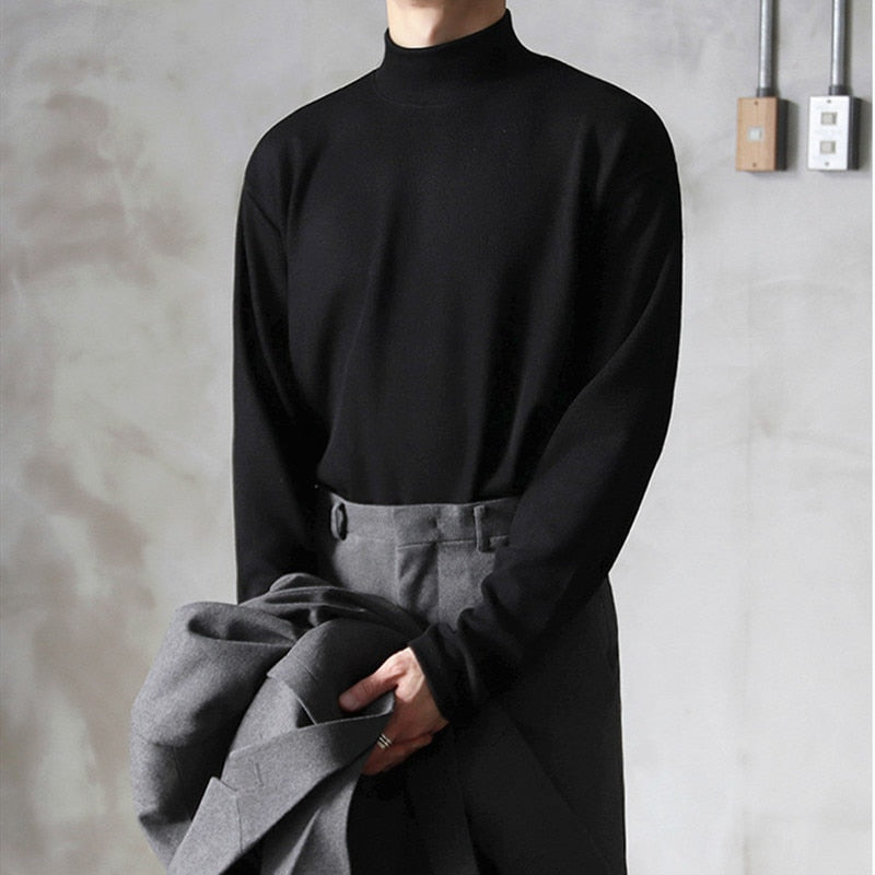 Casual Velvet Turtleneck Men Loose Sweater Pi-Mart