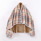 1pc Cozy Polar Fleece Shawl Blanket - Soft Double Layer Thick Plaid Pattern, Warm Autumn and Winter Wearable Throw Blanket for Office, Home, and Outdoor - Perfect for Chilly Days and Gift Giving