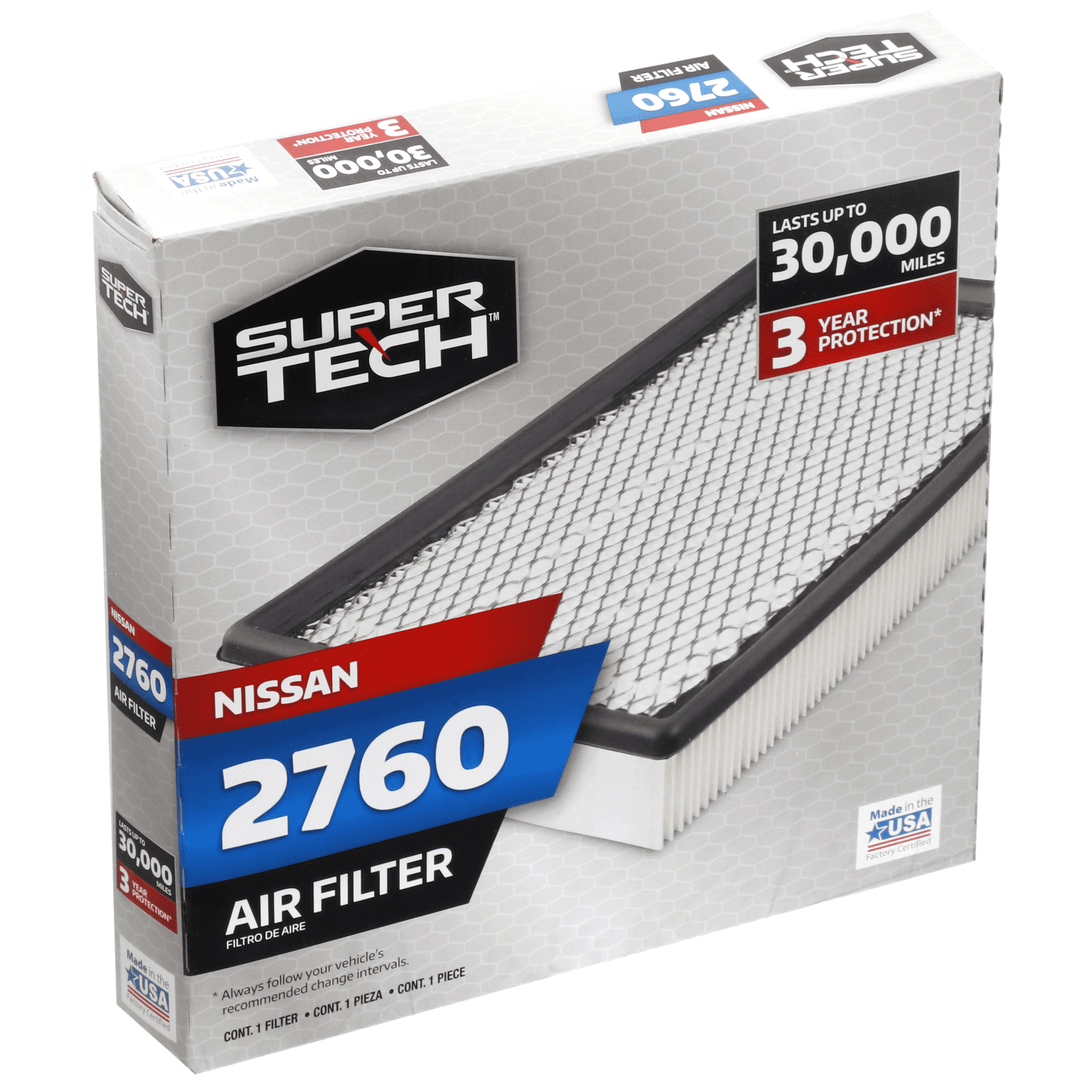 Super Tech 2760 Engine Air Filter, Replacement Filter for Nissan