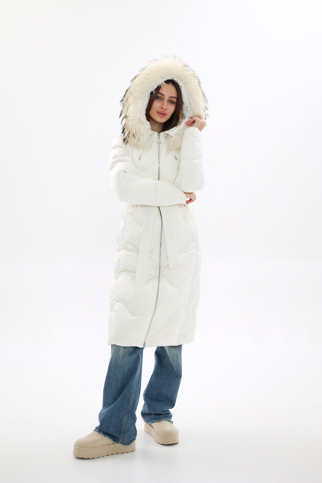 Genuine Fur Trim Down Fill Coat