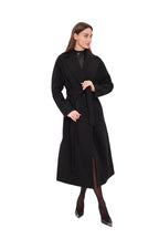 Pre-Order. Re-Stock Ships February 2026. Cambridge Comfort Wraparound Wool Cashmere Coat in Black