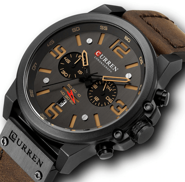 Retro  Waterproof Watch With Chronometers Steel Case And Leather Belts Unique Design Excellent Look Perfect Gift For Your Man Stevvex