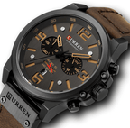 Retro  Waterproof Watch With Chronometers Steel Case And Leather Belts Unique Design Excellent Look Perfect Gift For Your Man Stevvex