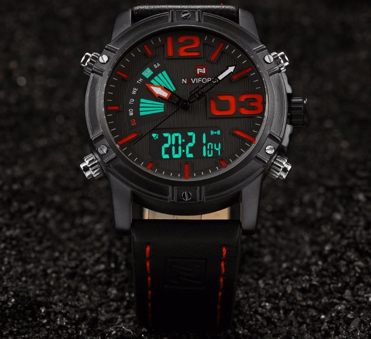 Men's Multifunction Digital Analog Waterproof Watch With Alarm And Automatic Time Zones Unique Design Excellent Gift - SJB-DIAMOND ELITES