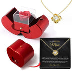 Fashion Jewelry Box Red Apple Christmas Gift Necklace Eternal Rose For Girl Mother's Day Valentine's Day Gifts With Artificial Flower Rose Flower Jewelry Box Lootquake LLC