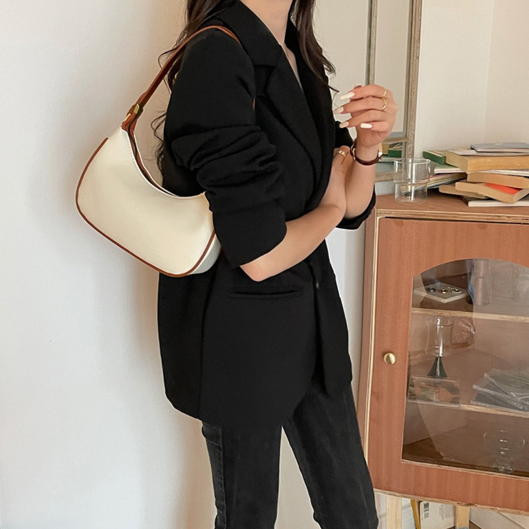 Summer female shoulder bag, contrasting crescent moon bag, small shoulder bag, small hobo purse, saddle bag shoulder handbag - SJB-DIAMOND ELITES