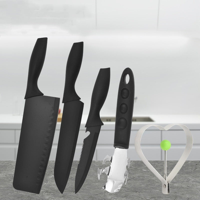 Steel Black Blade Five-piece Set Kitchen Knife Fruit Knife With Omelette Maker Peeling set Pi-Mart