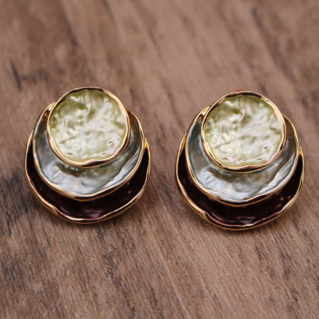 Ins Three-colored Painting Round Earrings Fashion Elegant Versatile Geometric Earrings For Women Jewelry Pi-Mart
