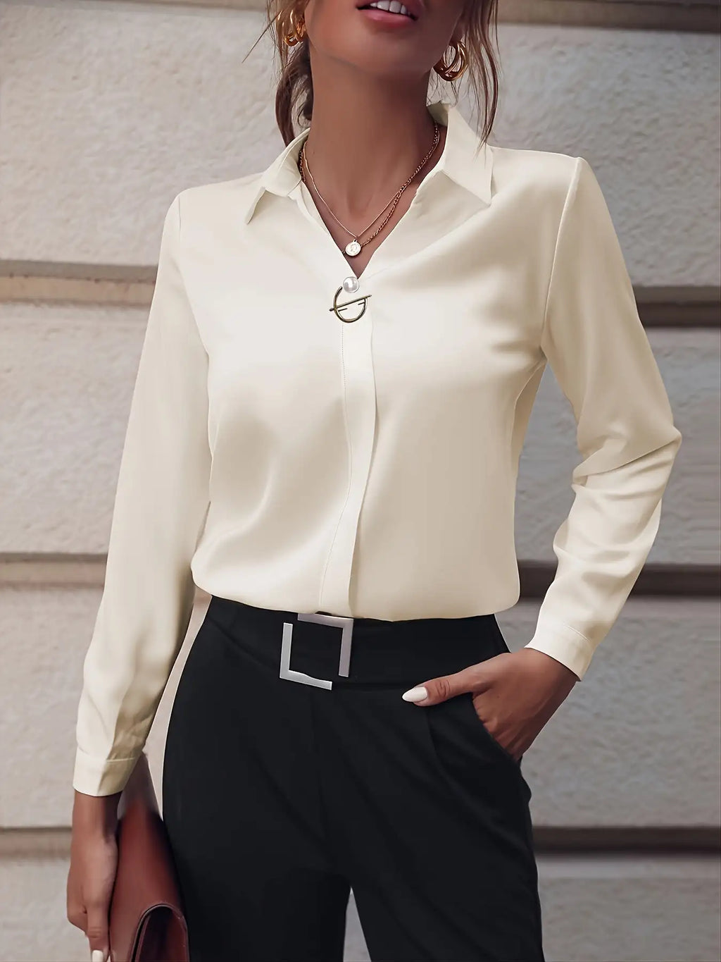 Fashionable Elegant Business Style Long Sleeve Shirt With Pearl Button - SJB-DIAMOND ELITES