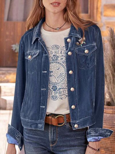 Casual Button-Up Long Sleeve Jacket with Chest Pockets and Relaxed Fit Stevvex