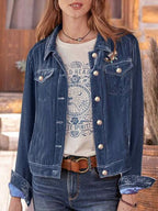 Casual Button-Up Long Sleeve Jacket with Chest Pockets and Relaxed Fit Stevvex