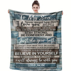 1pc Soft Flannel Blanket, To My Son From Mom Warm Cozy Throw Blanket For Couch Bed Sofa