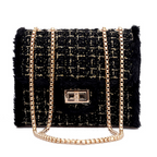 Small chain bag lock closure 2025 autumn and winter with synthetic fur decoration X9178 - SJB-DIAMOND ELITES