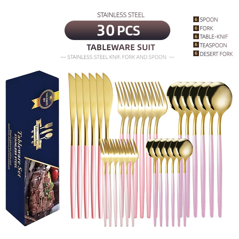 Stainless Steel Knife And Forks 30-piece Tableware Set Suit Pi-Mart