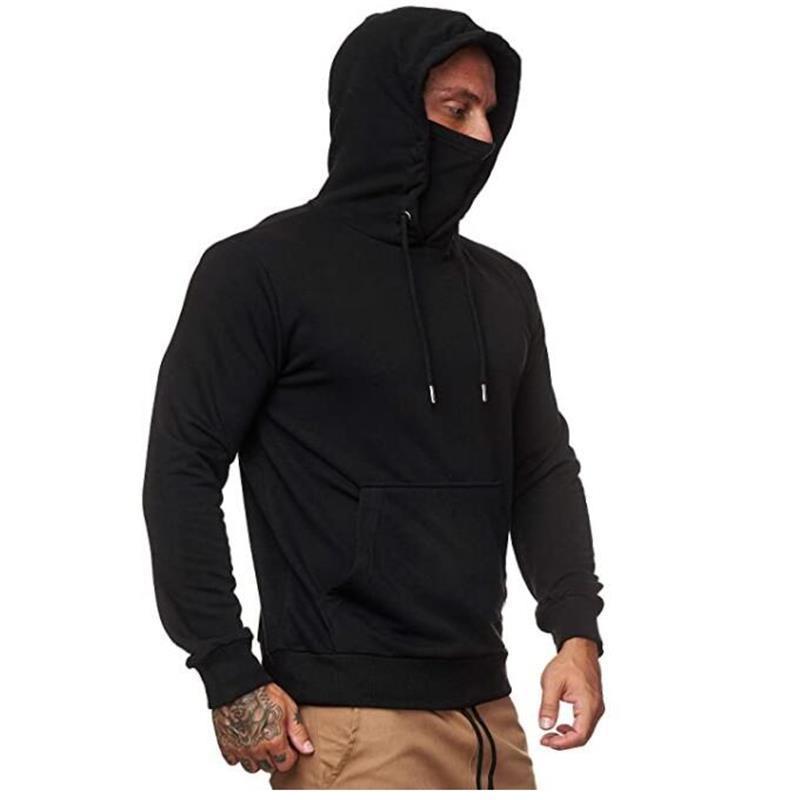 Men's Solid Color Plus Fleece Hoodie Sweatshirt Pi-Mart