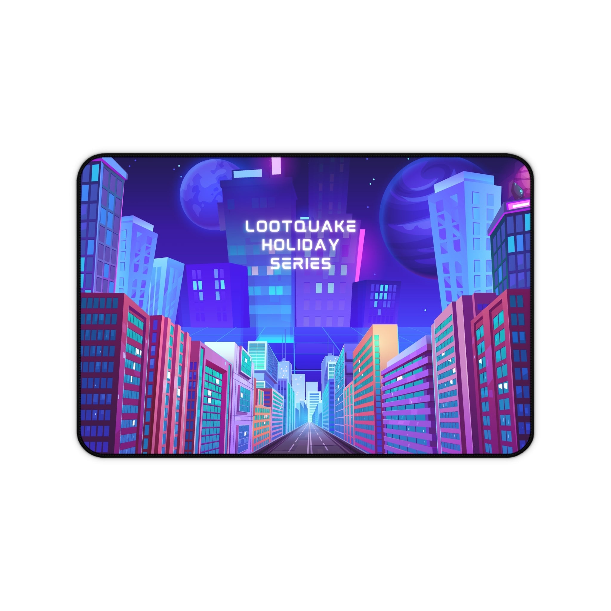 Cyber City Desk Mat — 'LootQuake Holiday Series' Gaming Mousepad Lootquake LLC