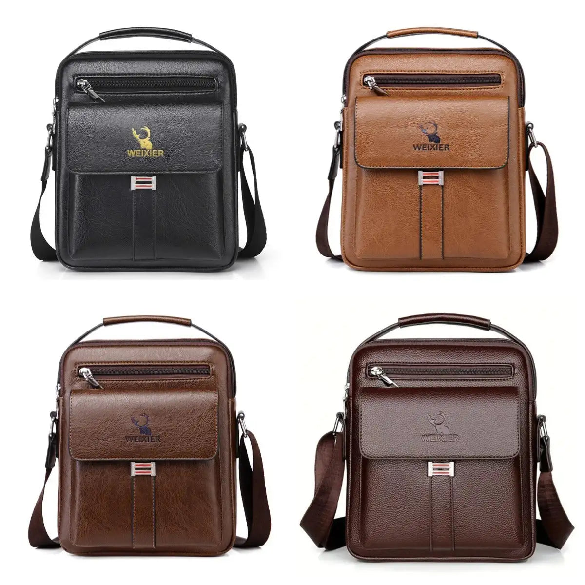 Leather Messenger Crossbody Shoulder Bag For Men Work Business Casual Adjustable Straps With  Metal Zipper - SJB-DIAMOND ELITES