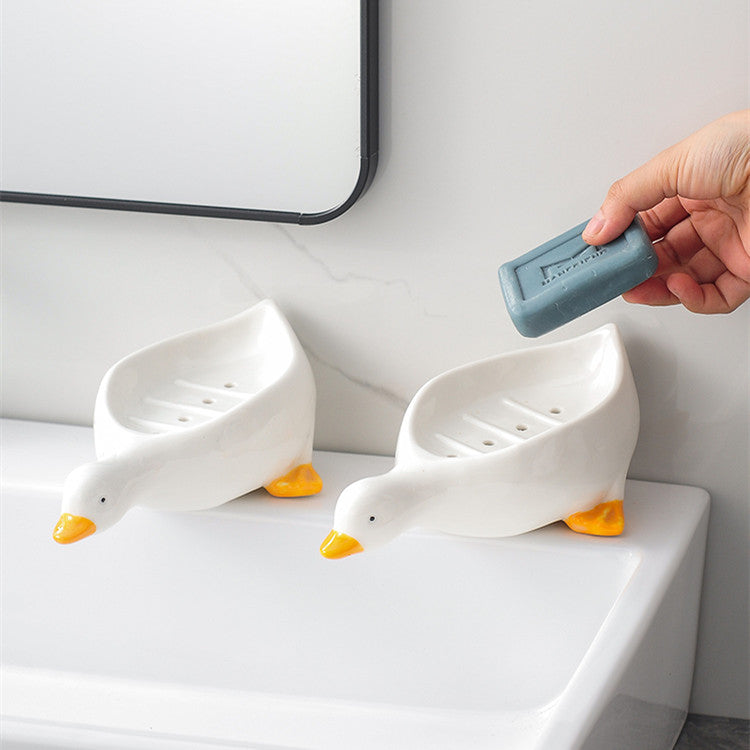 Cartoon Creative Cute Duck-shaped Ceramic Soap Box Pi-Mart