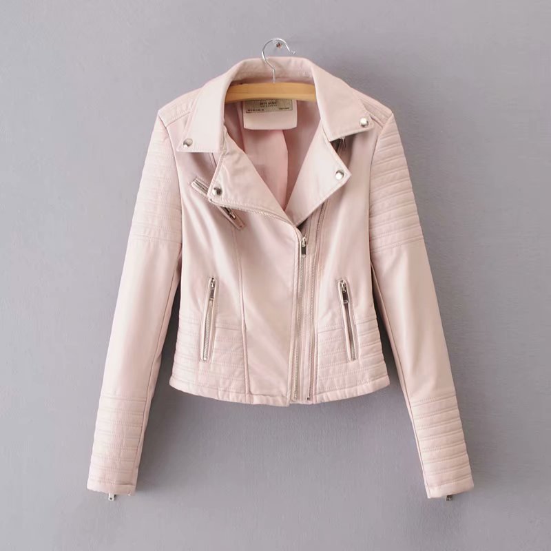 Slim European and American motorcycle leather jacket Pi-Mart