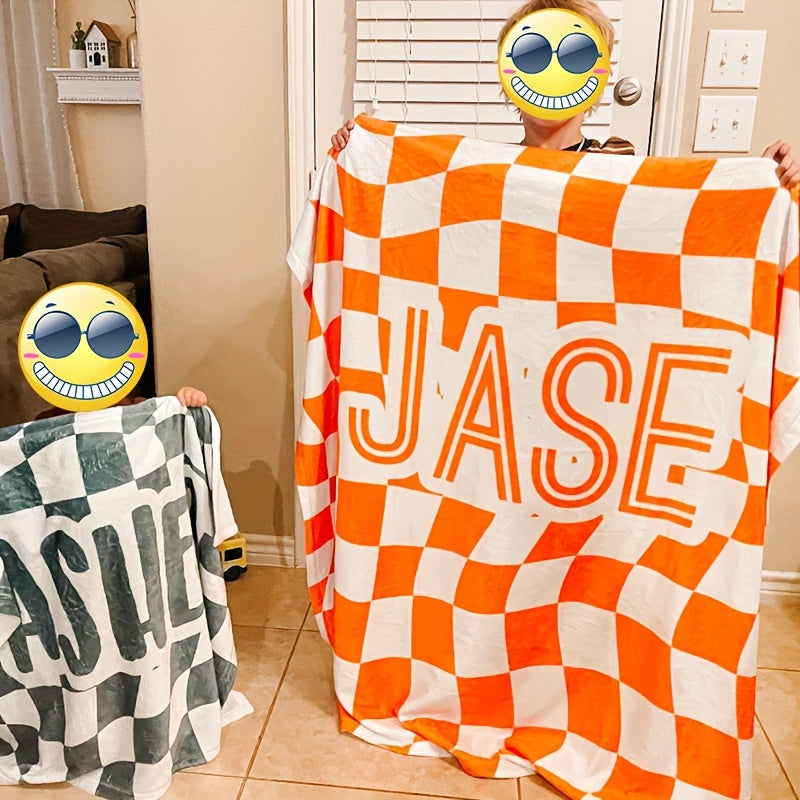 1pc Custom Blanket Vintage Striped Name Custom Blanket Soft Flannel Sofa Blanket TV Blanket Personalized Custom Blanket Exclusive Gift Blanket Lootquake LLC