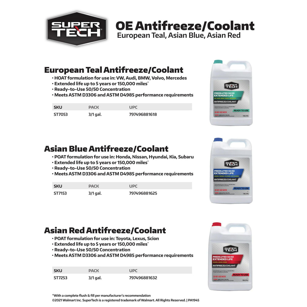 Super Tech Asian Vehicles (Red) Antifreeze+Coolant, 1 gal - Ready to Use Antifreeze EasyOptionXY LLC