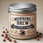 Morning Brew Rich Coffee & Vanilla Scented Candle, Hand-Poured Soy Wax, Single-Wick, Resin Jar with Glitter Embellishment, for Home Aromatherapy, Stress Relief, Decorative Gift for Holidays - Christmas, Easter, Thanksgiving, Lootquake LLC
