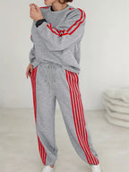Casual Striped Sweatshirt and Pants Set THRIXINE