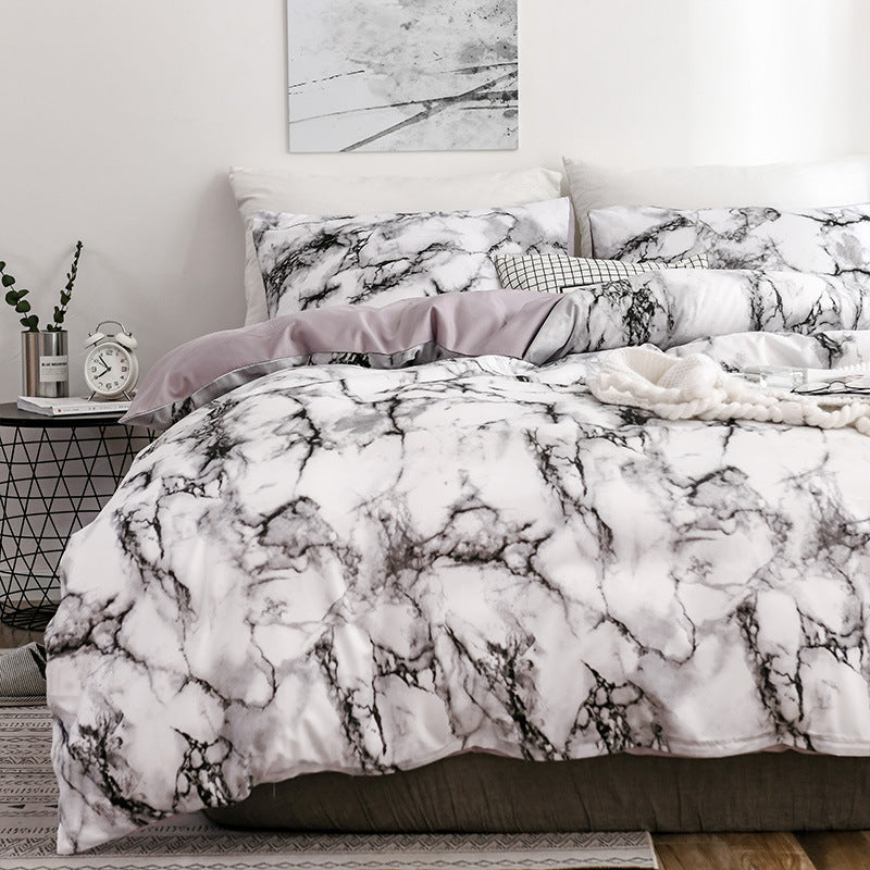 Marble patterned plain duvet cover sheets Pi-Mart