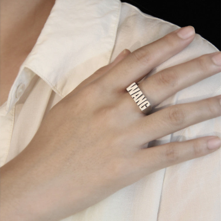 Customized Alphabet Couple Ring Customized Sterling Silver Couple Style Pi-Mart