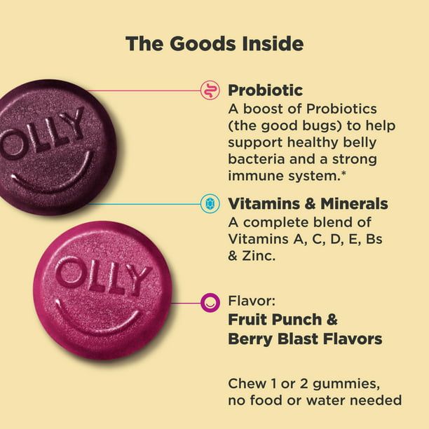 OLLY Kids Multivitamin + Probiotic Gummy, Vitamin A, C, D, E, B, Zinc, Berry, 70 Count EasyOptionXY LLC