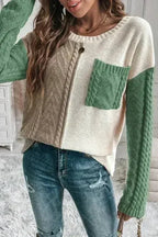 Double Take Full Size Color Block Drop Shoulder Sweater - SJB-DIAMOND ELITES
