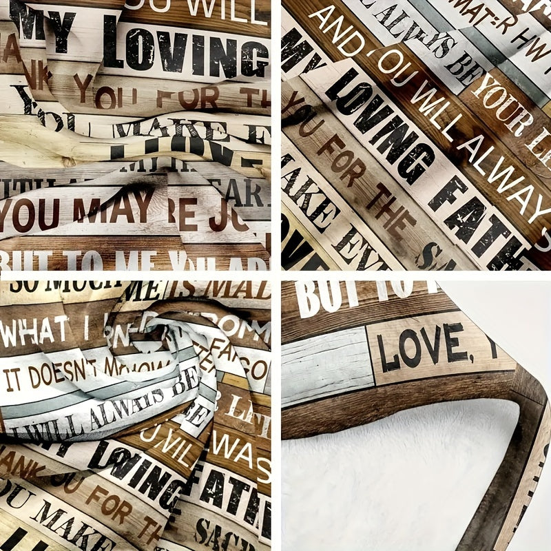 1pc Letter Flannel Blanket, To My Dad Throw Blanket, Warm Cozy Soft Blanket For Couch Bed Sofa Office Camping