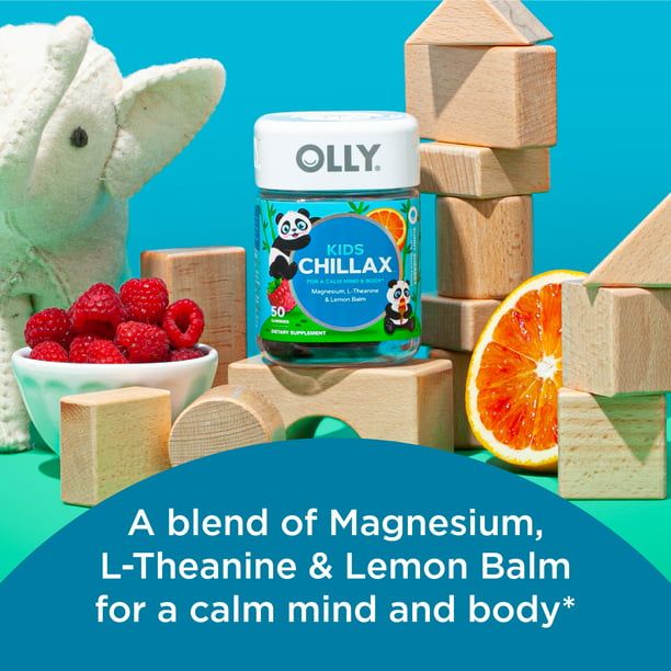 OLLY Kids Chillax Gummy, Chewable Supplement, Magnesium, L-Theanine, Sunny Sherbet, 50 Count EasyOptionXY LLC