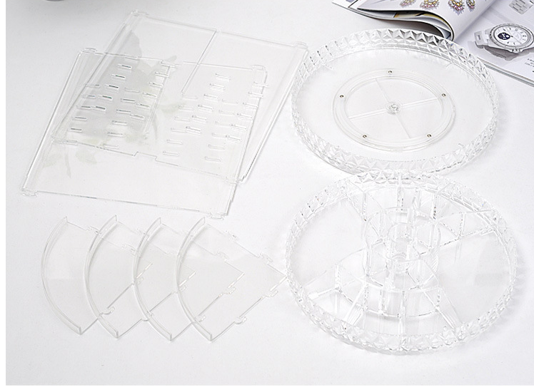 Rotating cosmetic storage box diamond pattern transparent makeup box skin care product display box Pi-Mart