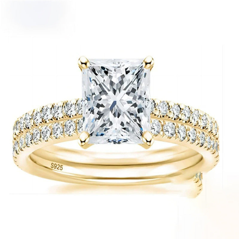 Bracelet S925 Inlaid Princess Zircon Women's 2 Karat Rhinestone Ring Pi-Mart