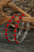 Turquoise C-Shape Hoop Earrings | Bold Statement Earrings - Femstylo