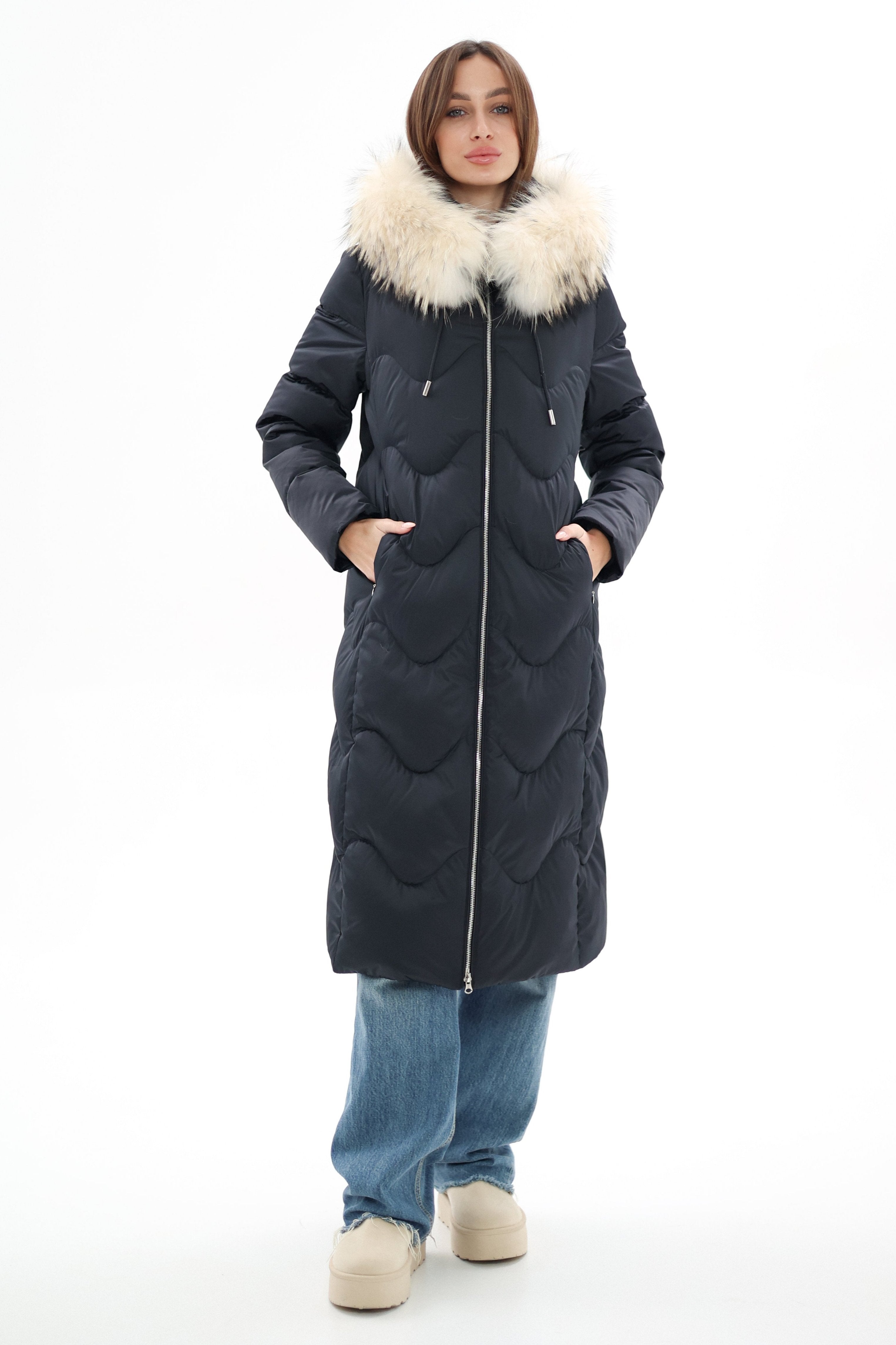 Genuine Fur Trim Down Fill Coat